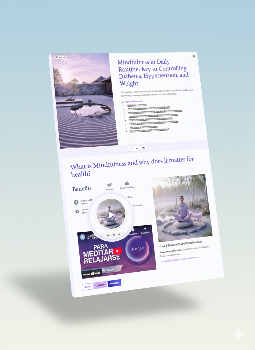 Mindfulness en la Rutina Diaria: Control de Diabetes, Hipertension y Peso